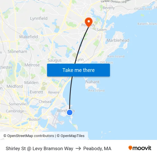 Shirley St @ Levy Bramson Way to Peabody, MA map
