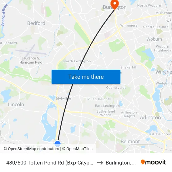 480/500 Totten Pond Rd  (Bxp-Citypoint) to Burlington, MA map