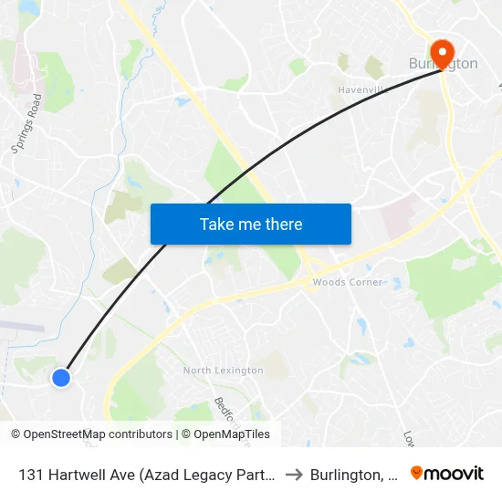 131 Hartwell Ave  (Azad Legacy Partners) to Burlington, MA map