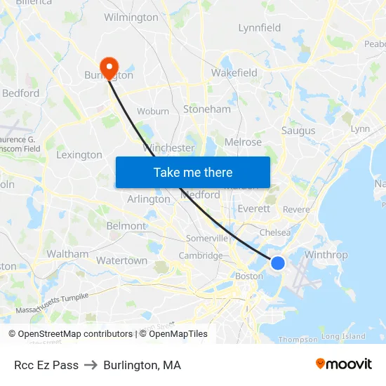 Rcc Ez Pass to Burlington, MA map