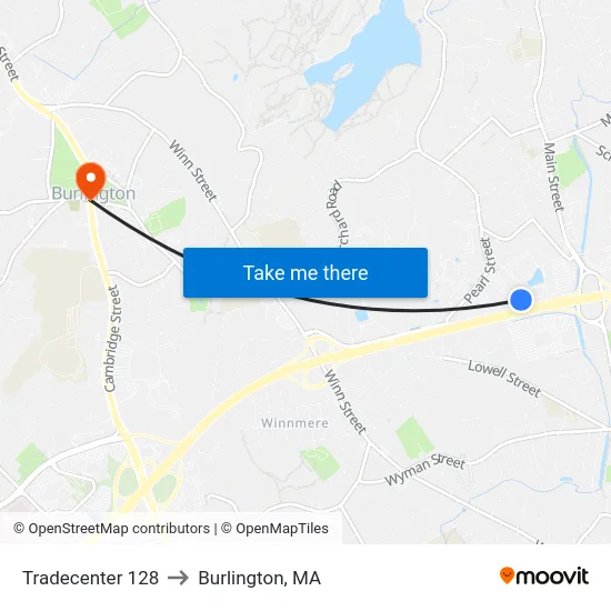 Tradecenter 128 to Burlington, MA map