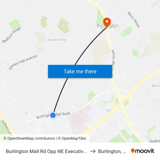 Burlington Mall Rd Opp NE Executive Pk to Burlington, MA map