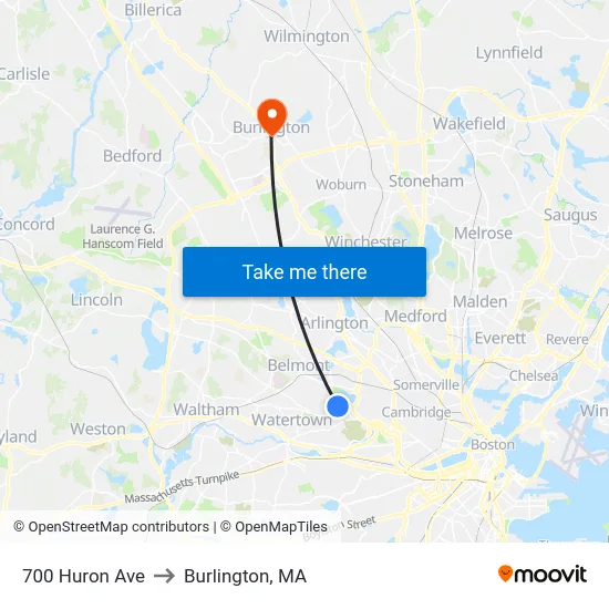 700 Huron Ave to Burlington, MA map