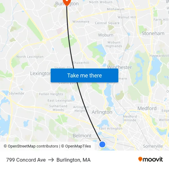 799 Concord Ave to Burlington, MA map