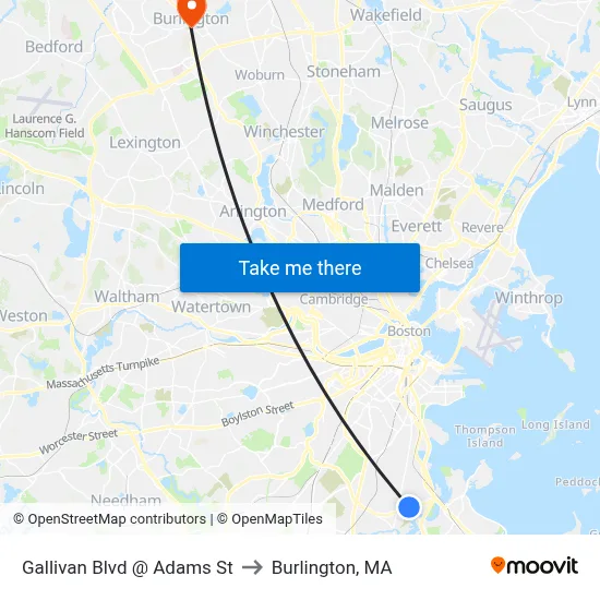 Gallivan Blvd @ Adams St to Burlington, MA map