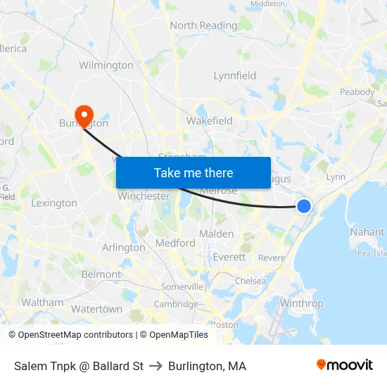 Salem Tnpk @ Ballard St to Burlington, MA map