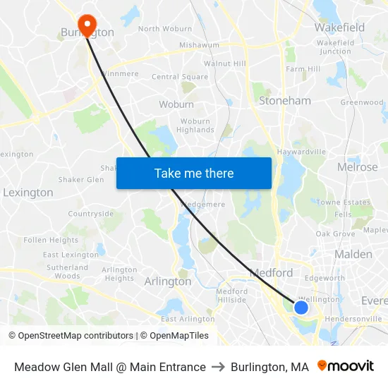 Meadow Glen Mall @ Main Entrance to Burlington, MA map