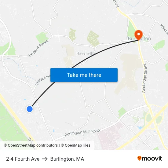 2-4 Fourth Ave to Burlington, MA map