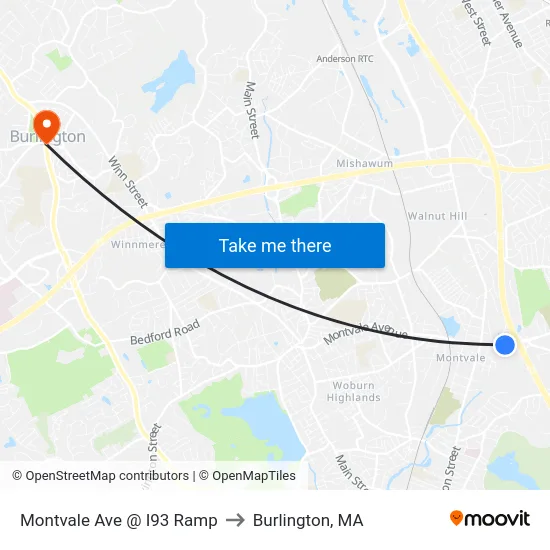 Montvale Ave @ I93 Ramp to Burlington, MA map