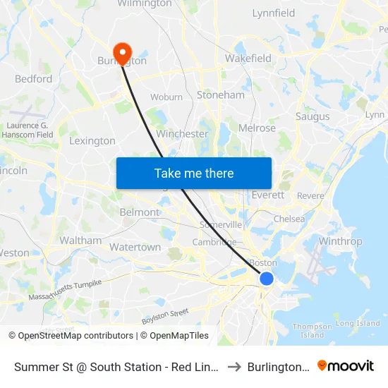 Summer St @ South Station - Red Line Entrance to Burlington, MA map