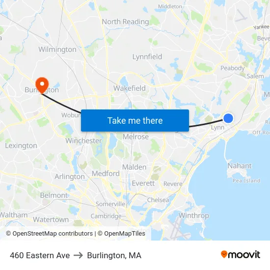 460 Eastern Ave to Burlington, MA map