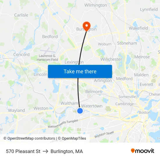 570 Pleasant St to Burlington, MA map