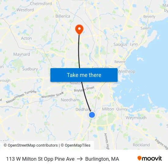 113 W Milton St Opp Pine Ave to Burlington, MA map