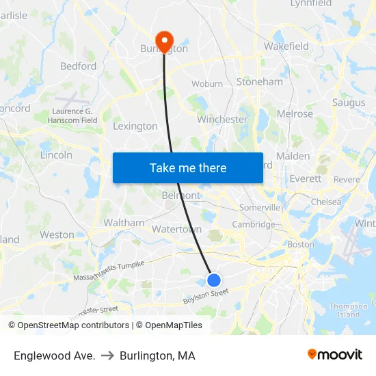 Englewood Ave. to Burlington, MA map