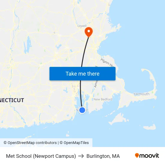 Met School (Newport Campus) to Burlington, MA map