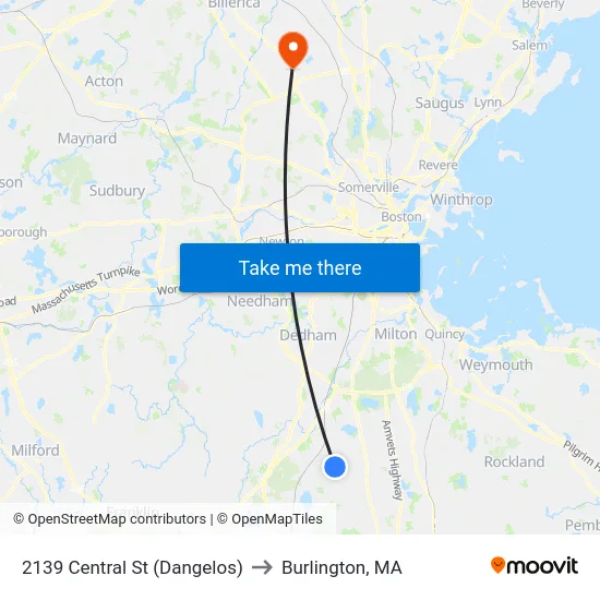 2139 Central St (Dangelos) to Burlington, MA map