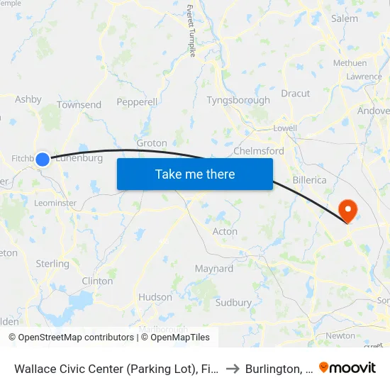 Wallace Civic Center (Parking Lot), Fitchburg to Burlington, MA map