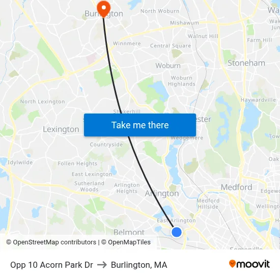 Opp 10 Acorn Park Dr to Burlington, MA map