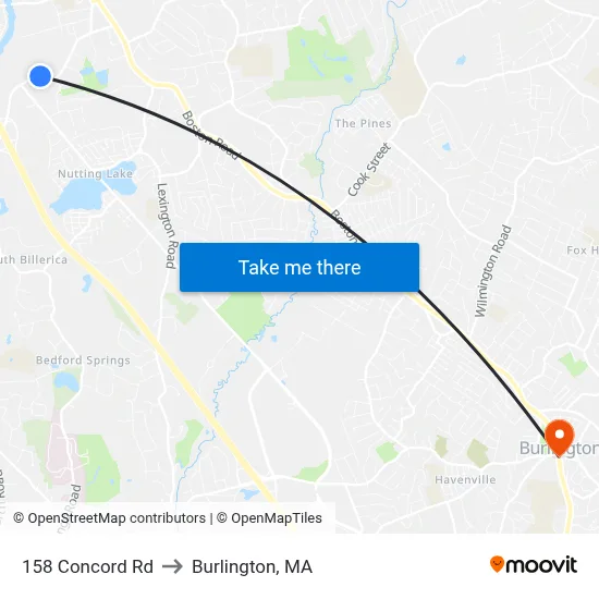 158 Concord Rd to Burlington, MA map