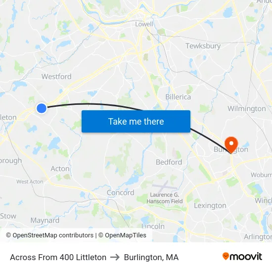 Across From 400 Littleton to Burlington, MA map
