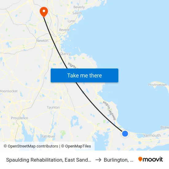 Spaulding Rehabilitation, East Sandwich to Burlington, MA map