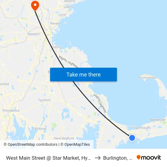 West Main Street @ Star Market, Hyannis to Burlington, MA map