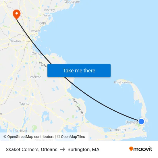 Skaket Corners, Orleans to Burlington, MA map