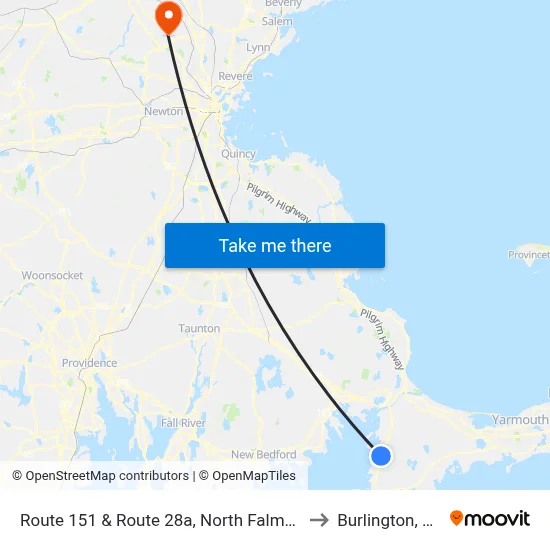 Route 151 & Route 28a, North Falmouth to Burlington, MA map
