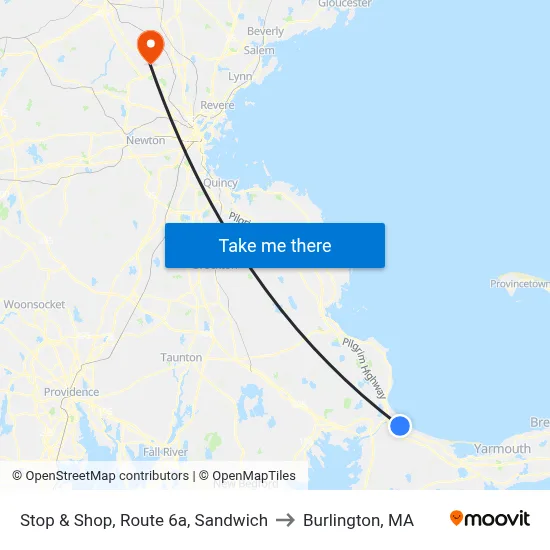Stop & Shop, Route 6a, Sandwich to Burlington, MA map
