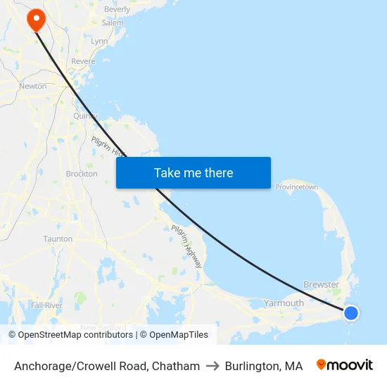 Anchorage/Crowell Road, Chatham to Burlington, MA map
