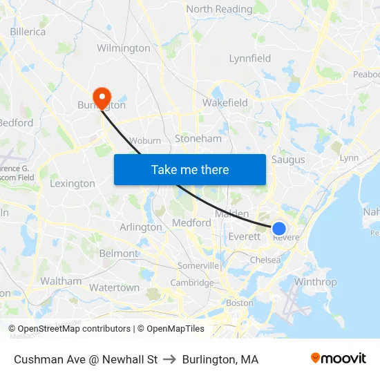Cushman Ave @ Newhall St to Burlington, MA map