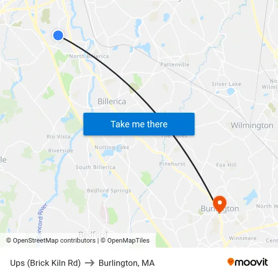 Ups (Brick Kiln Rd) to Burlington, MA map