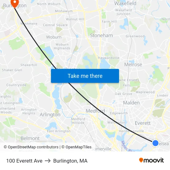 100 Everett Ave to Burlington, MA map