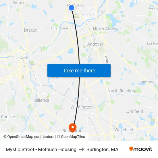 Mystic Street - Methuen Housing to Burlington, MA map