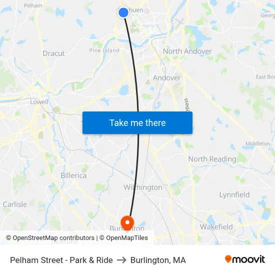 Pelham Street - Park & Ride to Burlington, MA map