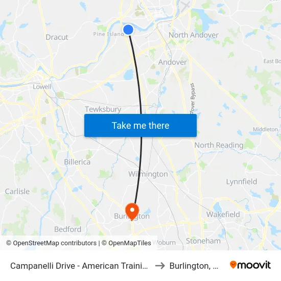 Campanelli Drive - American Training to Burlington, MA map