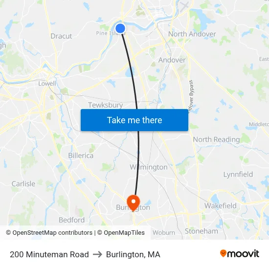 200 Minuteman Road to Burlington, MA map