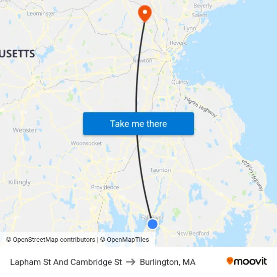 Lapham St And Cambridge St to Burlington, MA map