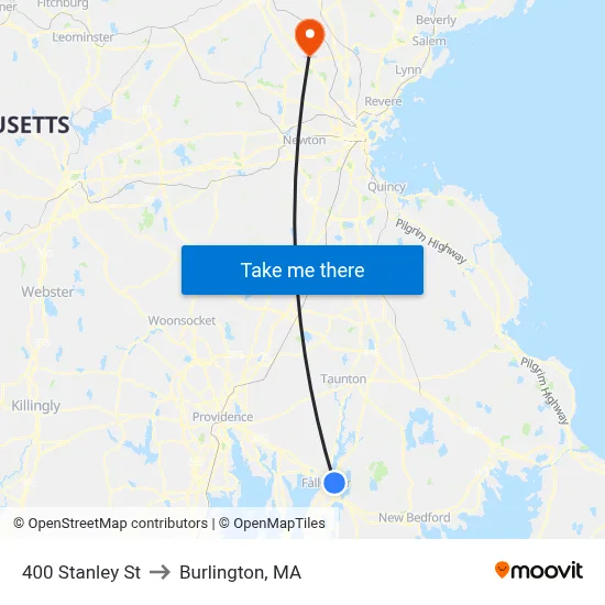 400 Stanley St to Burlington, MA map