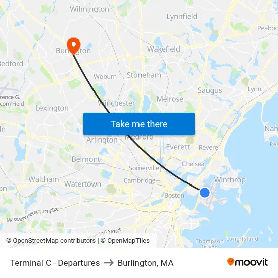 Terminal C - Departures to Burlington, MA map