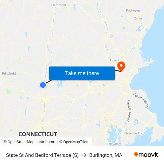 State St And Bedford Terrace (S) to Burlington, MA map