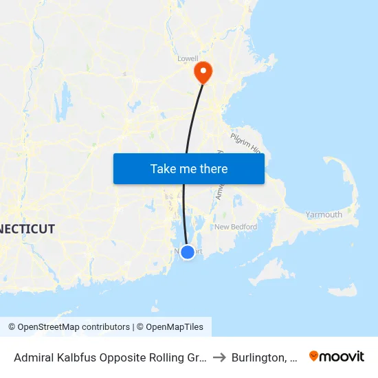 Admiral Kalbfus Opposite Rolling Green to Burlington, MA map