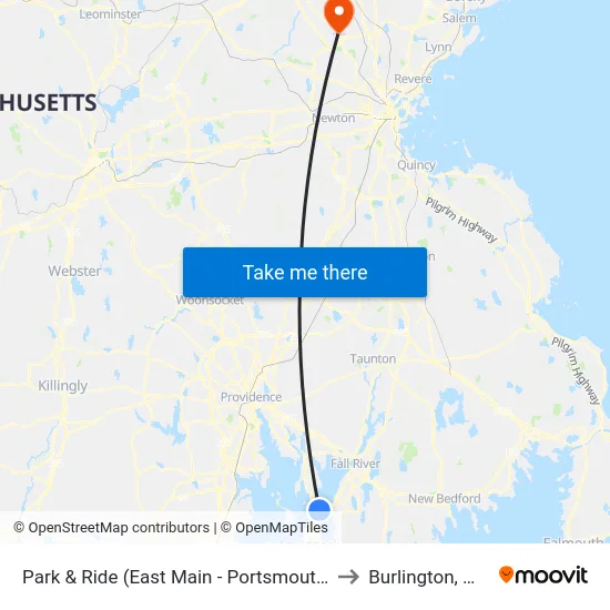 Park & Ride (East Main - Portsmouth) to Burlington, MA map