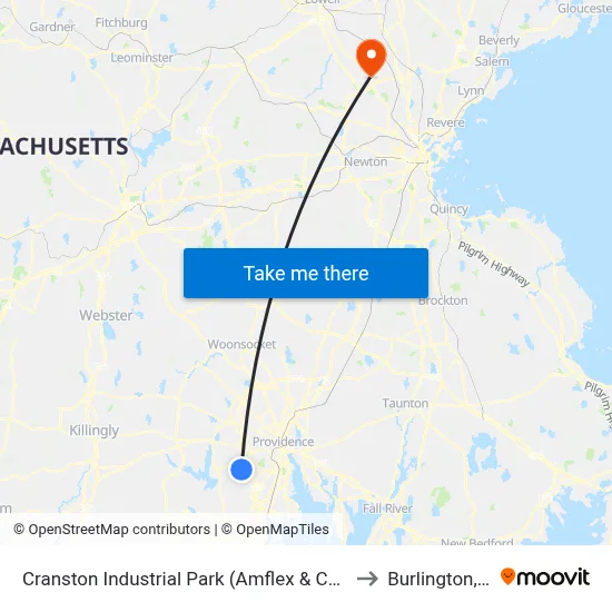 Cranston Industrial Park (Amflex & Comstock) to Burlington, MA map