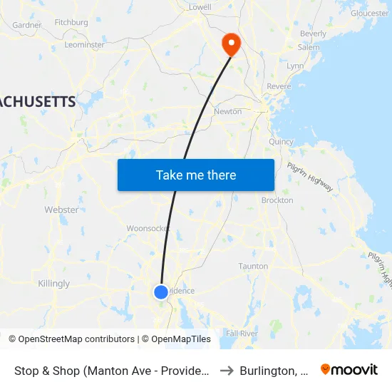 Stop & Shop (Manton Ave - Providence) to Burlington, MA map