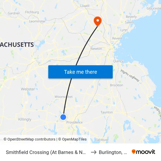 Smithfield Crossing (At Barnes & Noble) to Burlington, MA map