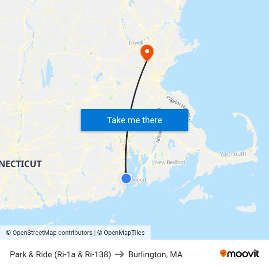 Park & Ride (Ri-1a & Ri-138) to Burlington, MA map