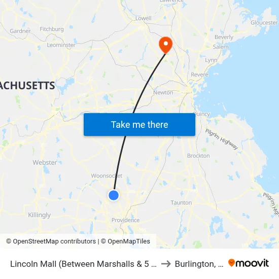 Lincoln Mall (Between Marshalls & 5 Below) to Burlington, MA map
