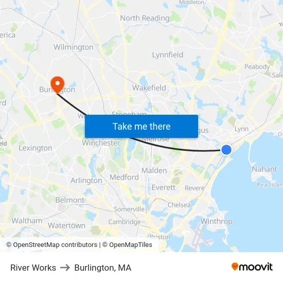 River Works to Burlington, MA map