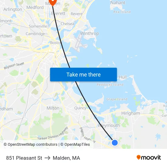 851 Pleasant St to Malden, MA map